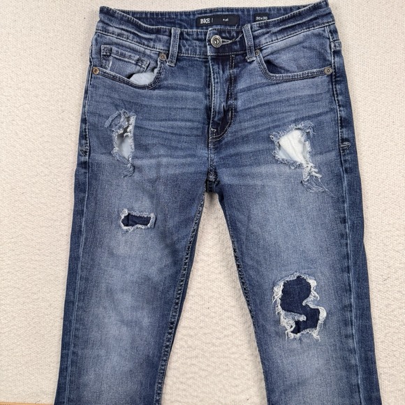 BKE Jeans Men's 30X30 Alec Straight Leg Distressed‎ Whiskered Blue Denim - Picture 8 of 11